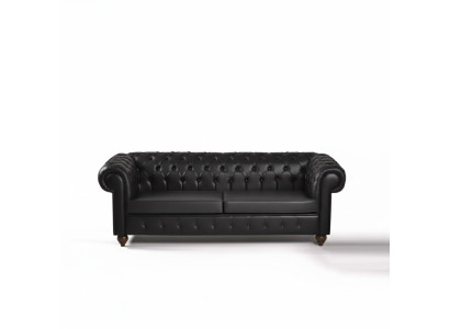 Black Chesterfield three-seater office furniture couch luxury seat