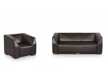 Black study furniture sofa set three-seater luxury armchair 2-piece set