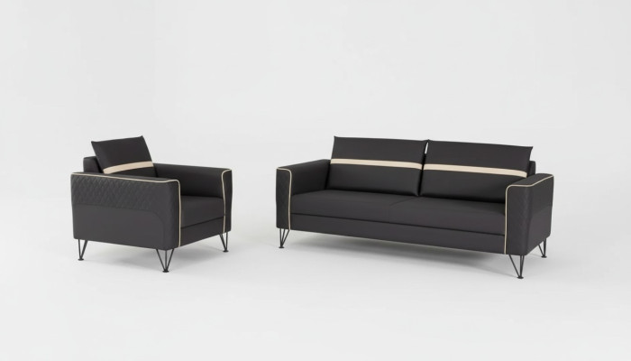 Couch suite upholstered furniture three-seater armchair designer textile furniture 2-piece set