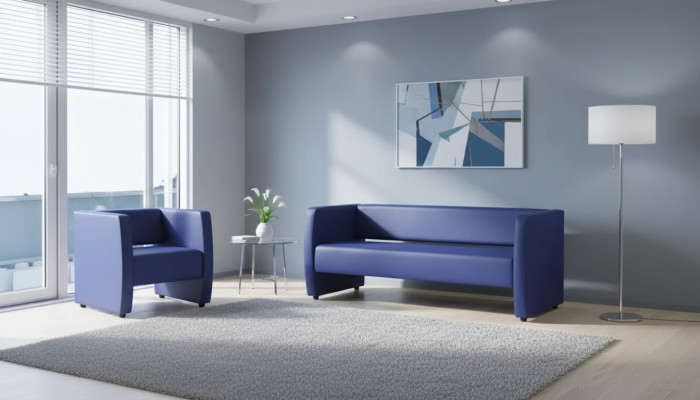 Luxury Blue Armchair Office Furniture Study Upholstery Textile Fabric New