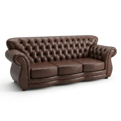 Chesterfield Sofa 3-Seater Leather Sofa Luxury Sofas Couch Brown Couches