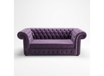 Chesterfield Sofa Three-seater Sofas Couch Upholstery Fabric Purple Couches Velvet