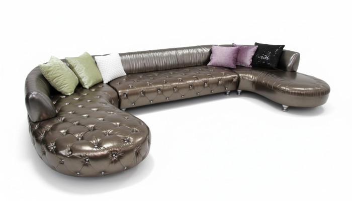 Chesterfield U-Shape Sofa Luxury Couch Living Area Gold Corner Unit