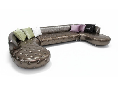 Chesterfield U-Shape Sofa Luxury Couch Living Area Gold Corner Unit