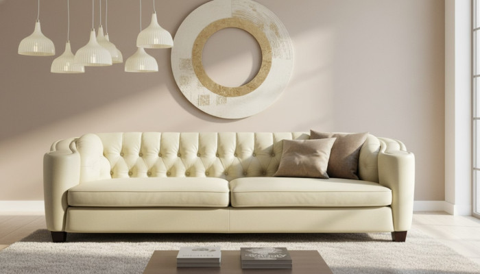 Luxury Chesterfield Sofa 4-Seater Faux Leather Couch White Modern Sofas