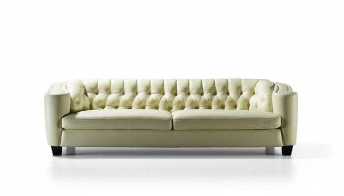Luxury Chesterfield Sofa 4-Seater Faux Leather Couch White Modern Sofas