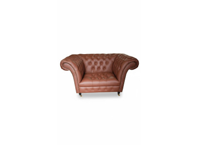 Luxury Chesterfield Armchair Leather Seat Lounge Chair Brown Modern
