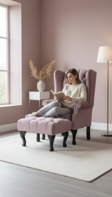 Chesterfield Wingback Chair Ottoman Velvet Pink Seat Lounge Relax Lounge Club