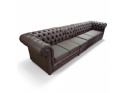 Chesterfield Big Sofa Couch Leather Sofa XXL Big Sofas Brown Couch 6 Seater