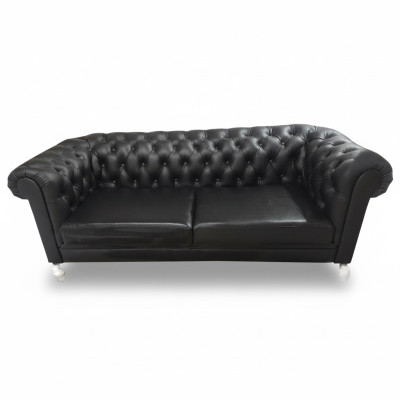 Chesterfield Sofa 3 Seater Couch Leather Sofa Couches Black Sofas