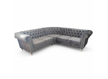 Chesterfield L-shape sectional sofa couch design upholstered fabric sofa corner couches