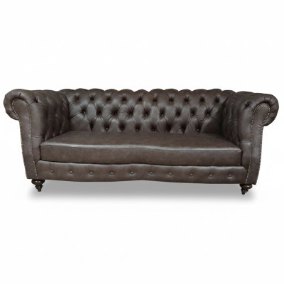 3-seater Chesterfield couch genuine leather sofas brown couches furniture
