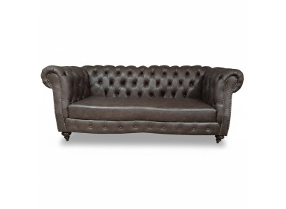 3-seater Chesterfield couch genuine leather sofas brown couches furniture