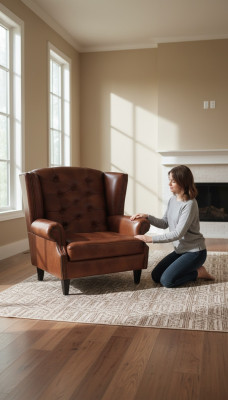 Luxury Wingback Armchair Chesterfield Chair Leather Brown Couch Modern Furniture