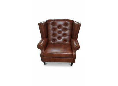 Luxury Wingback Armchair Chesterfield Chair Leather Brown Couch Modern Furniture