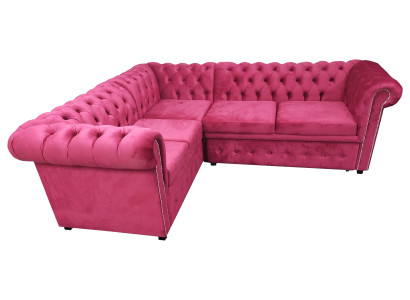 Luxury Corner Sofa L-Shaped Chesterfield Sofa Textile Pink Couch Modern Sofas