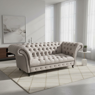 Chesterfield Sofa Three-Seater Sofas Upholstery Fabric Couches Modern