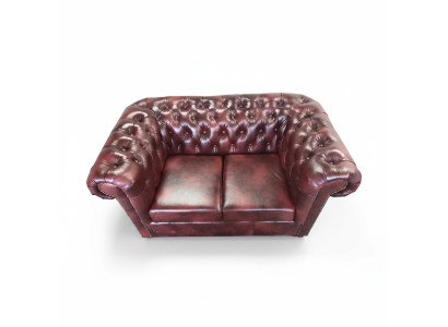 Sofa Chesterfield 2-Seater Leather Lounge Couches Sofas Brown Modern