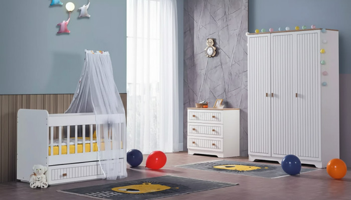 Baby complete room wardrobe bed children's room infant dresser 3-piece.