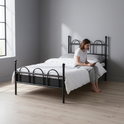 Black metal bed classic bed frame youth room black