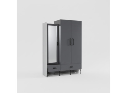 Wardrobe Gray Closet Cabinets Bedroom Wood Furniture 134cm
