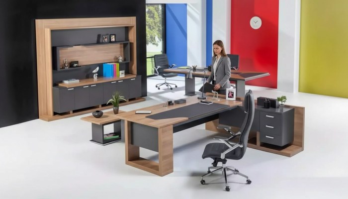 Desk Office Furniture Corner Desk Coffee Table Filing Cabinet 3-piece Set