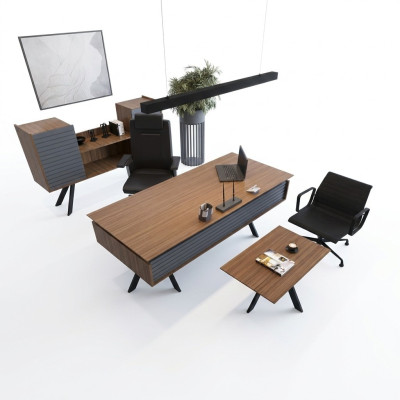 High-quality, elegant office set in a modern style made of sturdy wood.
