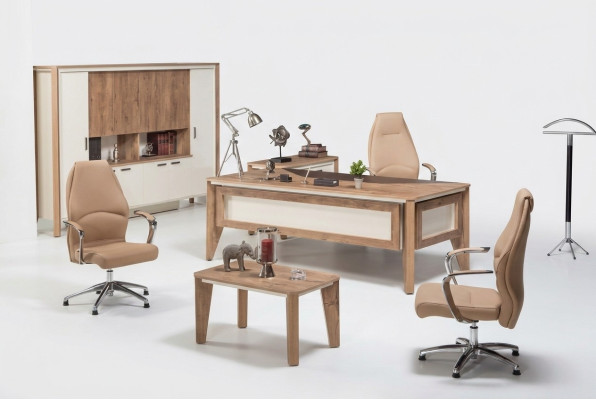 Office furniture furnishings desk filing cabinet coffee table table cabinet 3-piece set.