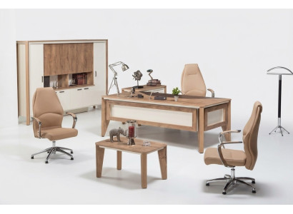 Office furniture furnishings desk filing cabinet coffee table table cabinet 3-piece set.