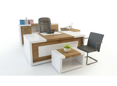 Corner desk office table desk coffee table filing cabinet office furniture 3-piece set.