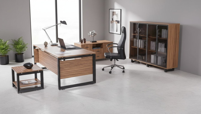 Office furniture desk chest of drawers filing cabinet coffee table set of 4 pieces.