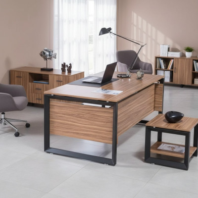 Designer brown desk luxury office furniture wood stylish furnishing