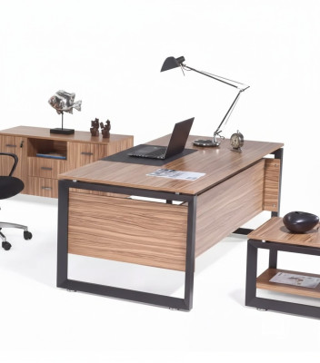 Designer brown desk luxury office furniture wood stylish furnishing