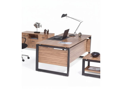 Designer brown desk luxury office furniture wood stylish furnishing