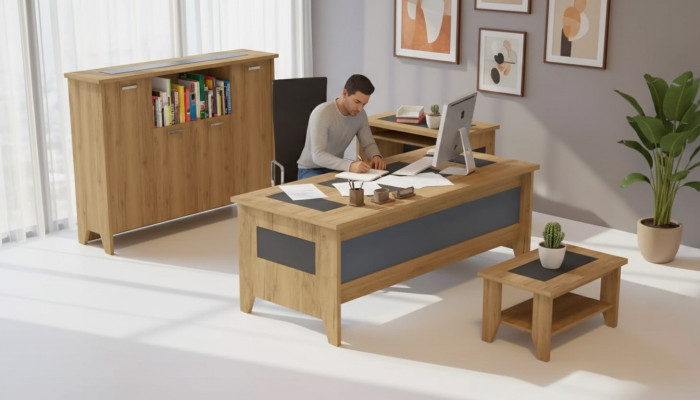 High-quality, elegant office set in modern style made from sturdy wood
