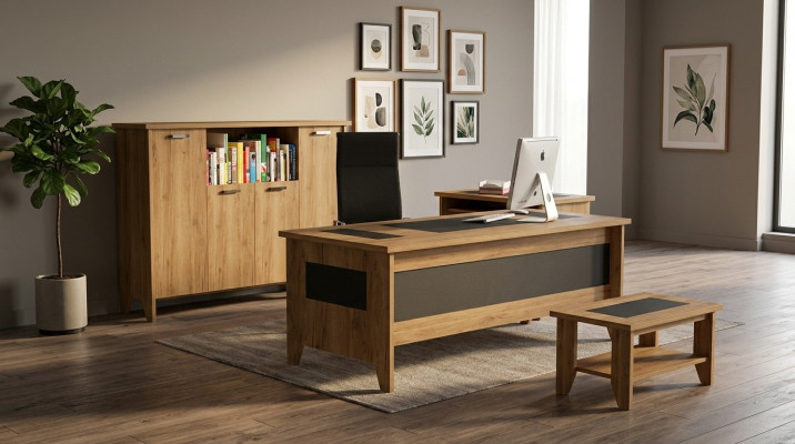 High-quality, elegant office set in modern style made from sturdy wood