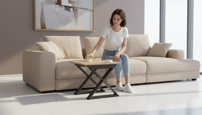 Designer square brown coffee table side table end table