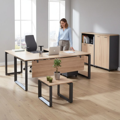 Exclusive office furniture corner desk, dresser, coffee table, 2x filing cabinets