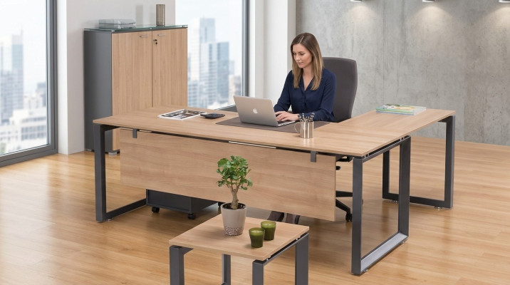 Exclusive corner desk office furniture brown corner table study room new