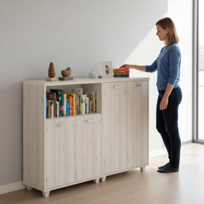 Wood Filing Cabinet Modern Office Furniture White Document Cabinet Sideboard