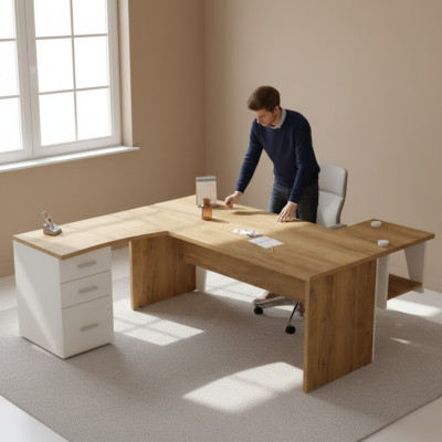 Brown corner desk exclusive design office desk study room furniture