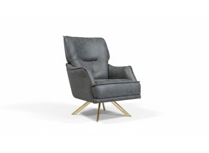 Gray Single-Seater Exclusive Armchair Lounge Club 1-Seater Luxury Single-Seater
