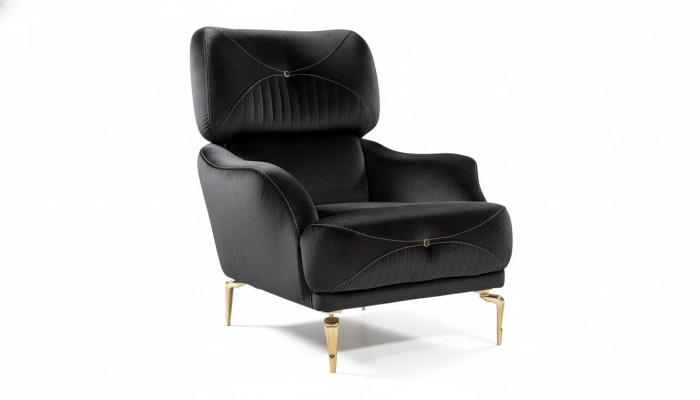 Exclusive textile armchair black single sofa modern upholstery new