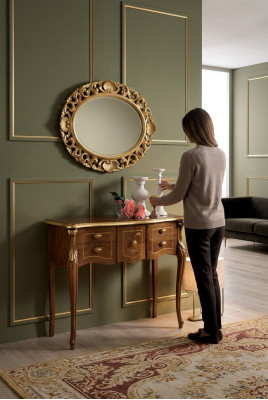 Classic console table brown wooden table living room designer furniture