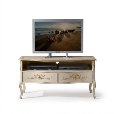Classic White RTV Cabinet Wooden Furniture Living Room Console Design