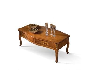 Classic Brown Wood Coffee Table Luxury Design with Drawers New