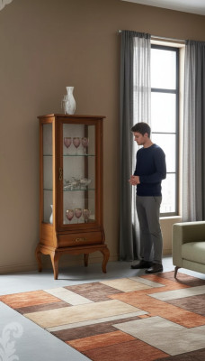 Wooden furniture glass cabinet living room classical furniture display cabinet