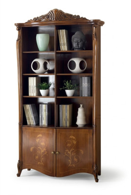 Living room bookshelf classic brown furniture wooden shelves