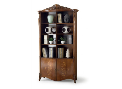 Living room bookshelf classic brown furniture wooden shelves