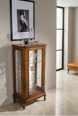Classic Brown Display Cabinet Luxury Glass Cabinet Designer Wooden Furniture Living Room